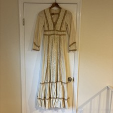 Gunne Sax by Jessica vintage Gold Label ivory/tan maxi dress w/ laced bodice
