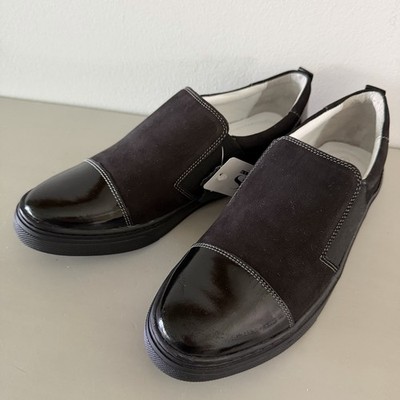 Mas & Sam Loafers Womens Loafers 7 Black Suede Leather Slip On Casual Shoes