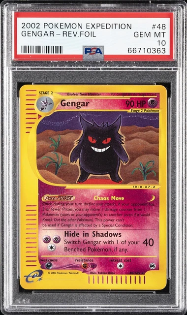 2002 POKEMON EXPEDITION #48 GENGAR-REVERSE FOIL PSA 10