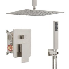 Ceiling Mount Shower Faucet Set, Shower System with 10-Inch Rain Showerhead a...