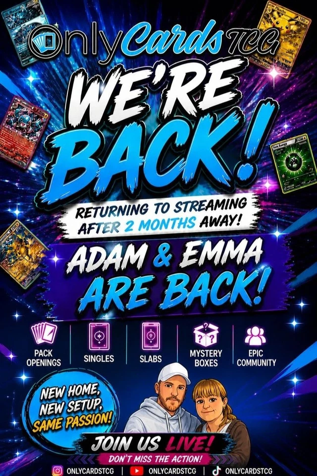 OnlyCardsTCG Pokemon Stream - We're Back!!!! *Singles Stream*