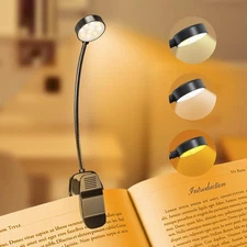 Rechargeable Clip-On Book Light with 3 Color Temperatures and Dimming Brightness