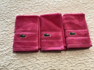 Lacoste Wash Cloth Set Of Three Bright Pink 