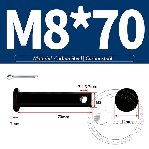 Pasador de horquilla negro pasador de bisagra pasador de retención pasador de aparejo métrico de acero al carbono M4-M30 - Imagen 59 de 201