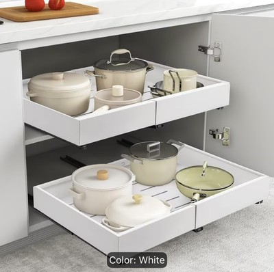 Erweiterbar Ausziehbar Schrank Organizer Ausziehbare Schublade Verstellbare Breite - WEISS
