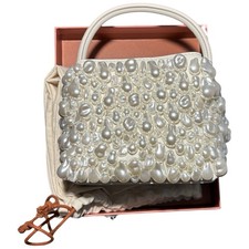 CULT GAIA Solene Pearl Embellished Leather Clutch Handle Bag New RRP £500