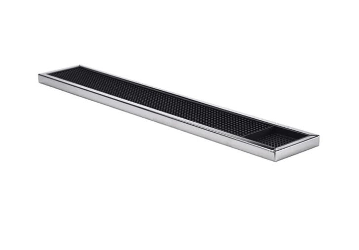 Tapis de bar premium 61cm fini satiné et support inox brossé