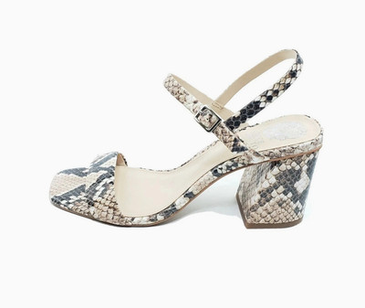 Vince Camuto Nendam Block Heel Sandals Snakeskin Ankle Strap US 8 M