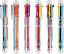 24 Pack 0.5Mm 6-In-1 Multicolor Ballpoint Pen, 6 Color Transparent Barrel Retrac