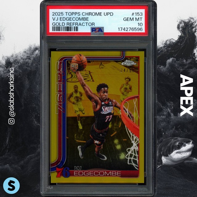 2025 Topps Chrome Update #153 Vj Edgecombe Gold Refractor RC Rookie /50 PSA 10