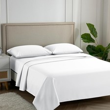 Carressa Linen 100 Egyptian Cotton Queen Sheet Set - Queen, 01: Crisp White
