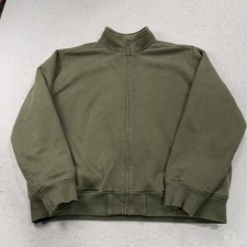 L.L. Bean Sweatshirt Mens Large Green Katahdin Iron Works Sherpa Lined Full Zip