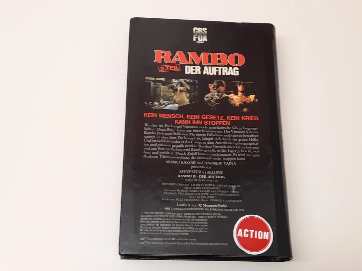 Rambo 2. Teil - Der Auftrag 1985 VHS German PAL Video Hartbox Sylvester Stallone