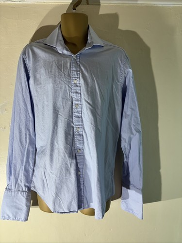 Mens T.M Lewin Luxury 16” Light Blue Slim Fit Long Sleeve Smart Work Suit Shirt - Picture 1 of 5