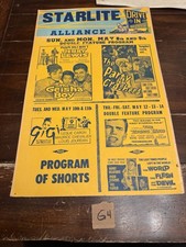 Vintage 1959 Starlite Drive-In Movie Poster Window Card Jerry Lewis Belafonte