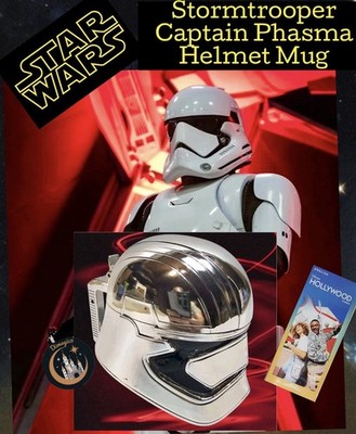 Disney Parks Star Wars Captain Phasma Helmet Mug Silver Plastic Lid Included