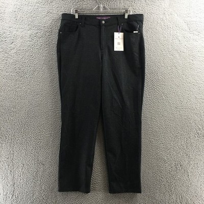 Gloria Vanderbilt Amanda Ponte Slim Pants Womens 16W Grey Dusk Marilyn  Plaid NEW
