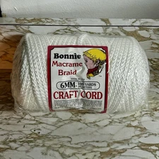 BONNIE MACRAME BRAID CRAFT CORD WHITE 6MM 100 YARDS NEW