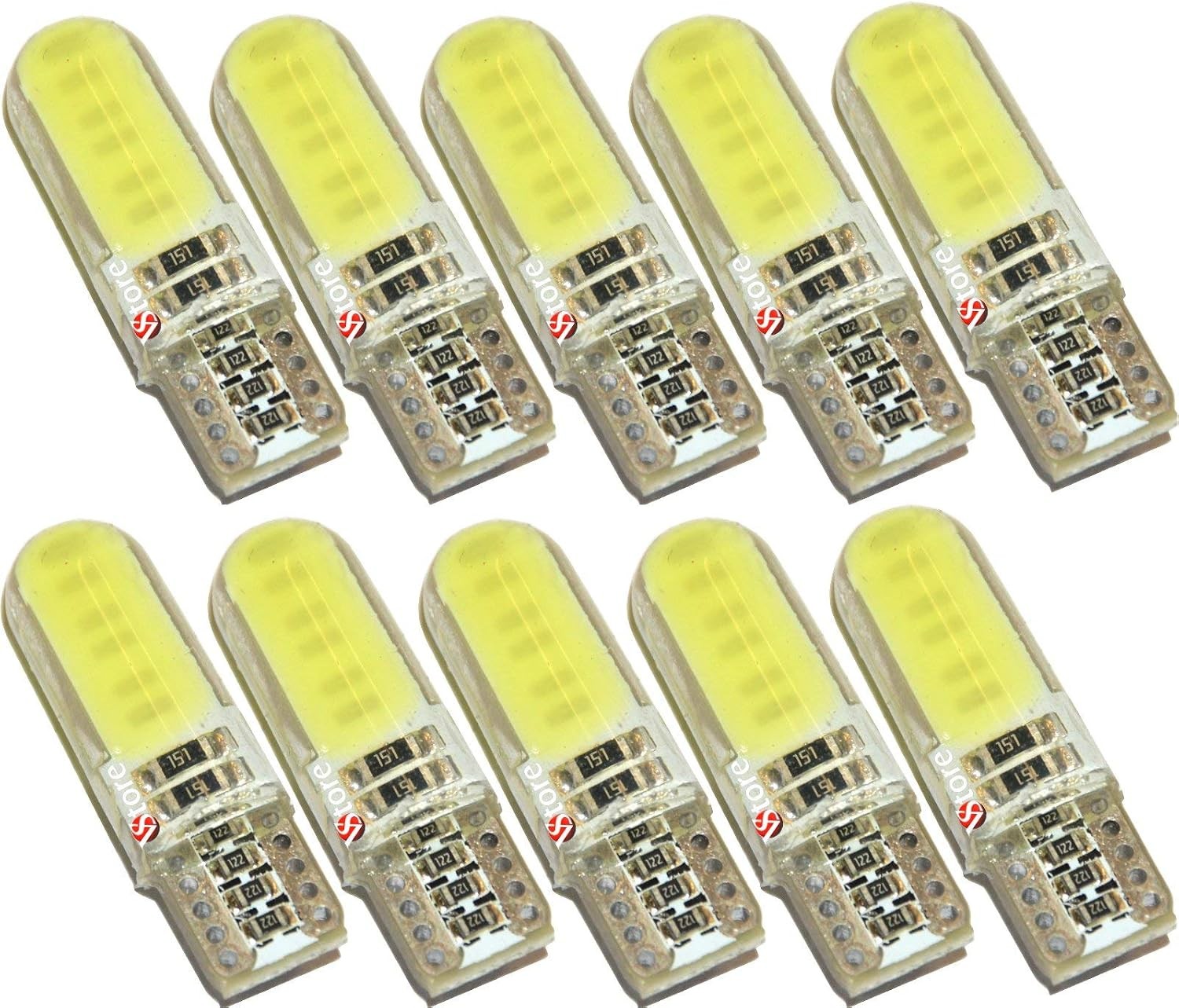Vs 10 Lampade LED T10 12 Smd Chip Bianco Silica GEL Cob CANBUS per Auto Targa Po - Miniatura 2