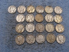 21 SILVER MERCURY DIMES WITH DATES lot 961