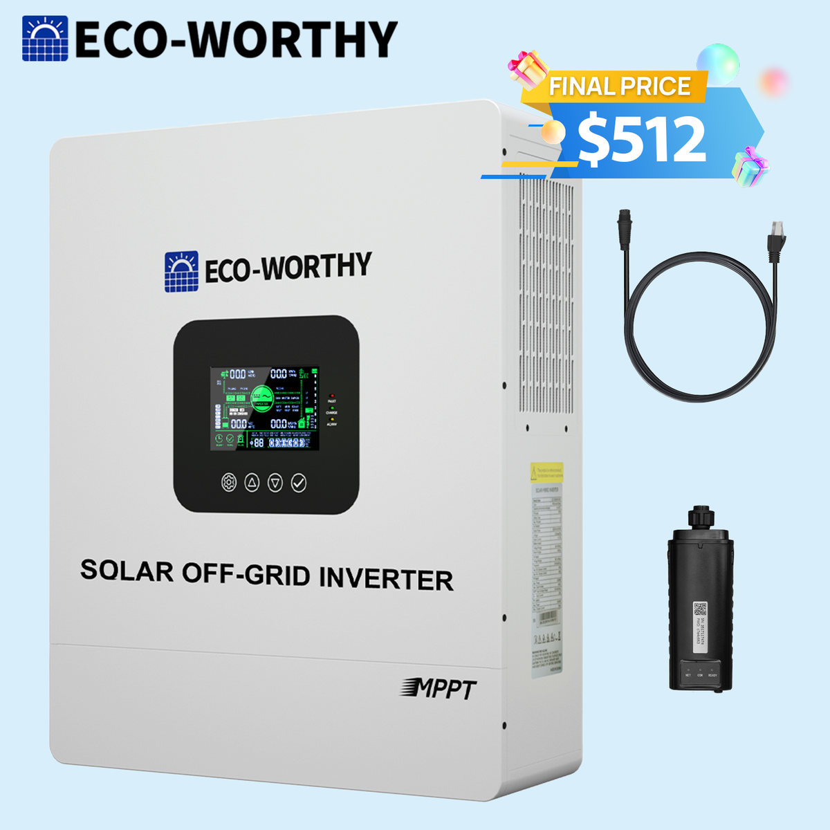 ECO-WORTHY 5KW 48V Solar Inverter Split Phase 100A Battery Charger