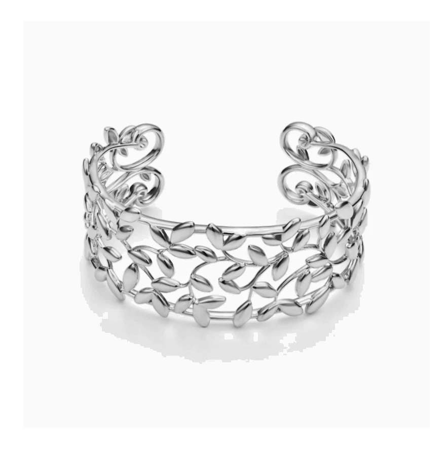 Punho de folha de oliveira genuíno Tiffany & Co. Paloma Picasso – Prata esterlina, tamanho médio - Imagem 3 de 4