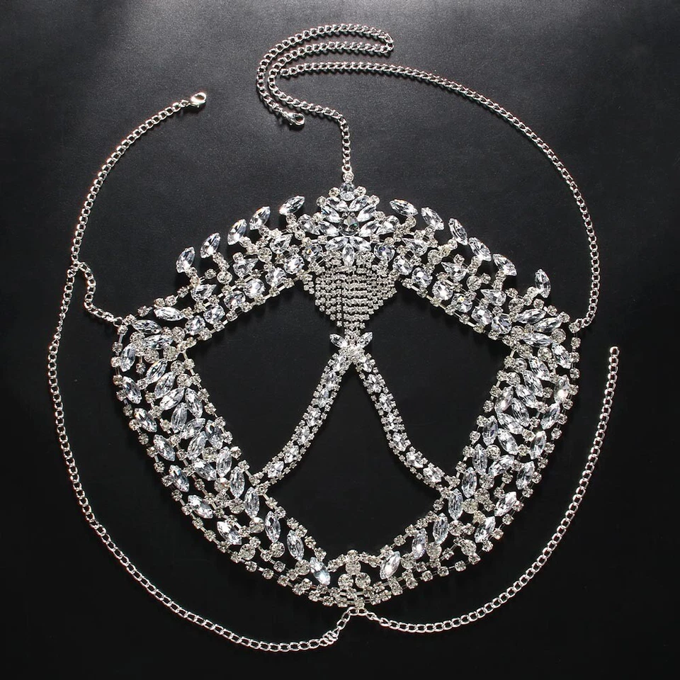 Women Face Mask Rhinestone Floral Luxury Masquerade Head Chain Show Party 31021 - Image 2 of 4