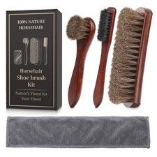 4PCS 100 Horse Hair Brush for Leather Shoe Brush Cleaning Boot Care Hors