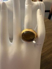 Silver 925 Gold-Toned Tigers Eye Ring