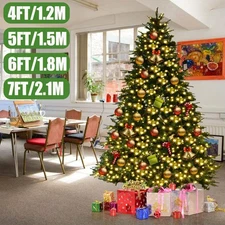 4ft 5ft 6ft 7ft Green Christmas Tree with LED Fairy Lights Xmas Tree Decorations