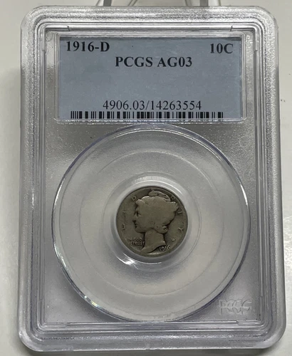 1916-D Mercury Dime 10c PCGS AG03 Key Date