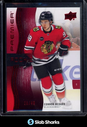 2023 UPPER DECK PREMIER #101 CONNOR BEDARD RUBY RC ROOKIE /49