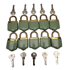 Brass Padlocks 2.25"x 1.25" Outdoor Vault 32mm 10 Count Same Key