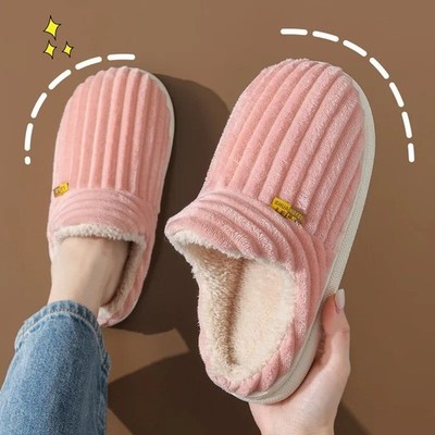 Men Winter Fur Slippers Outdoor Nonslip Plush Ankle Boots Casual Shoes