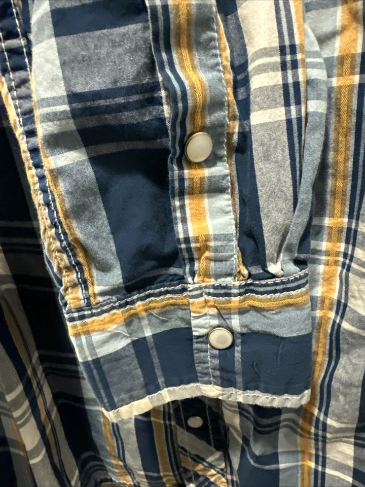 Camisa occidental BKE para hombre XL a cuadros perla a presión manga larga Foto 4 de 4