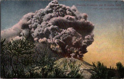 Postcard Mount Vesuvius Volcanic Eruption Naples, Italy April 10, 1906