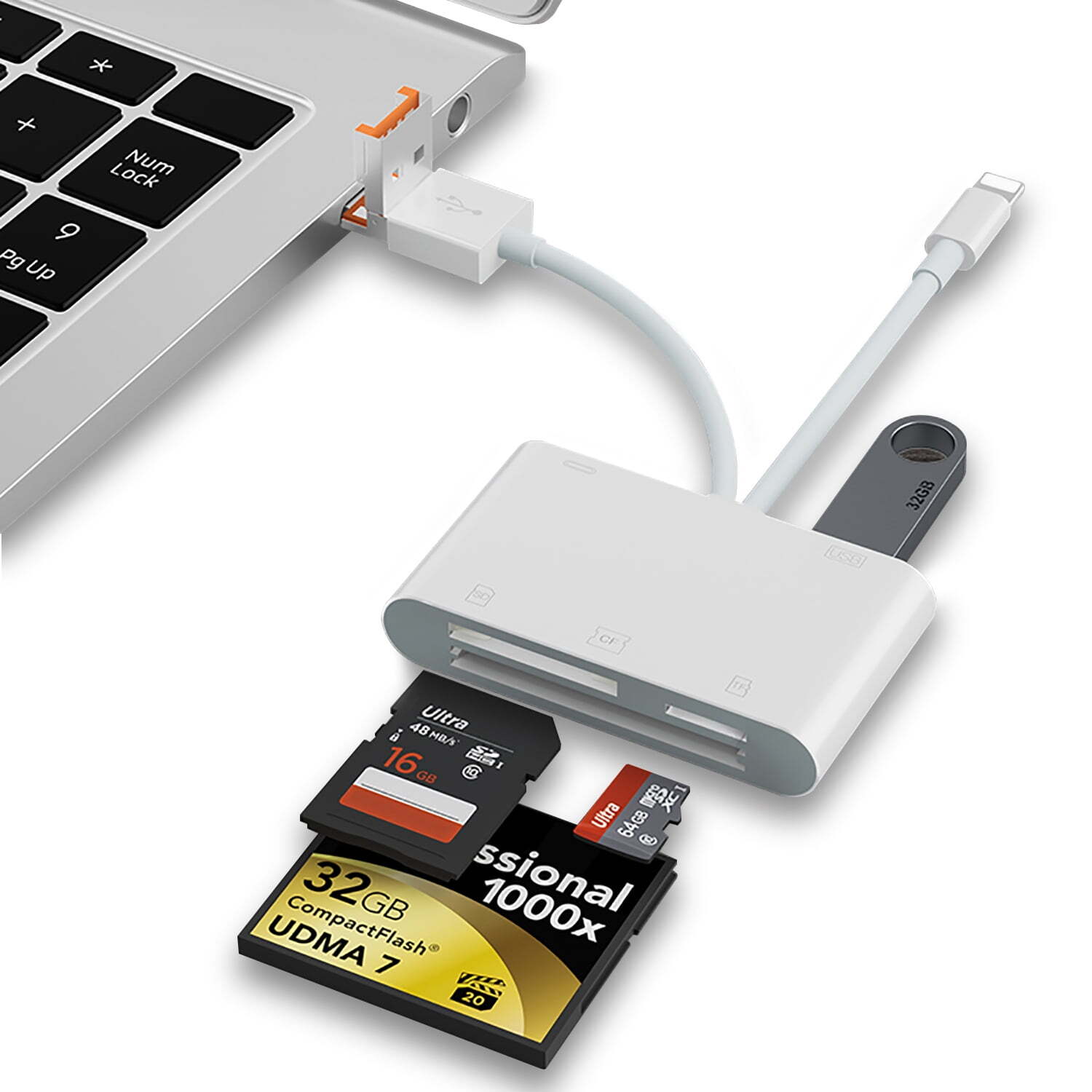 SD Card Reader,Memory Card Reader 5in1 USB C A Lightning Adapter For SD CF TF-image