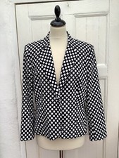 Artigiano Italy Ladies Lightweight Black White Polka Dot Stretch Blazer Uk18