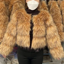 Faux Raccoon Coat Women Luxury Fur Jacket Warm Overcoat Winter