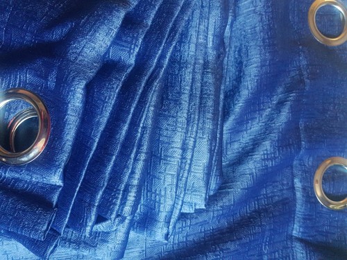 Enhanced Living Navy Vogue Woven Lined Eyelet Curtains 168x137cm (NB56) - Picture 2 of 3