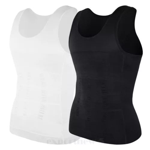 Herren Abnehmen Body Shaper Weste Gürtel Bauch Brust Kompression T-Shirt Tank Top - Bild 27 von 49
