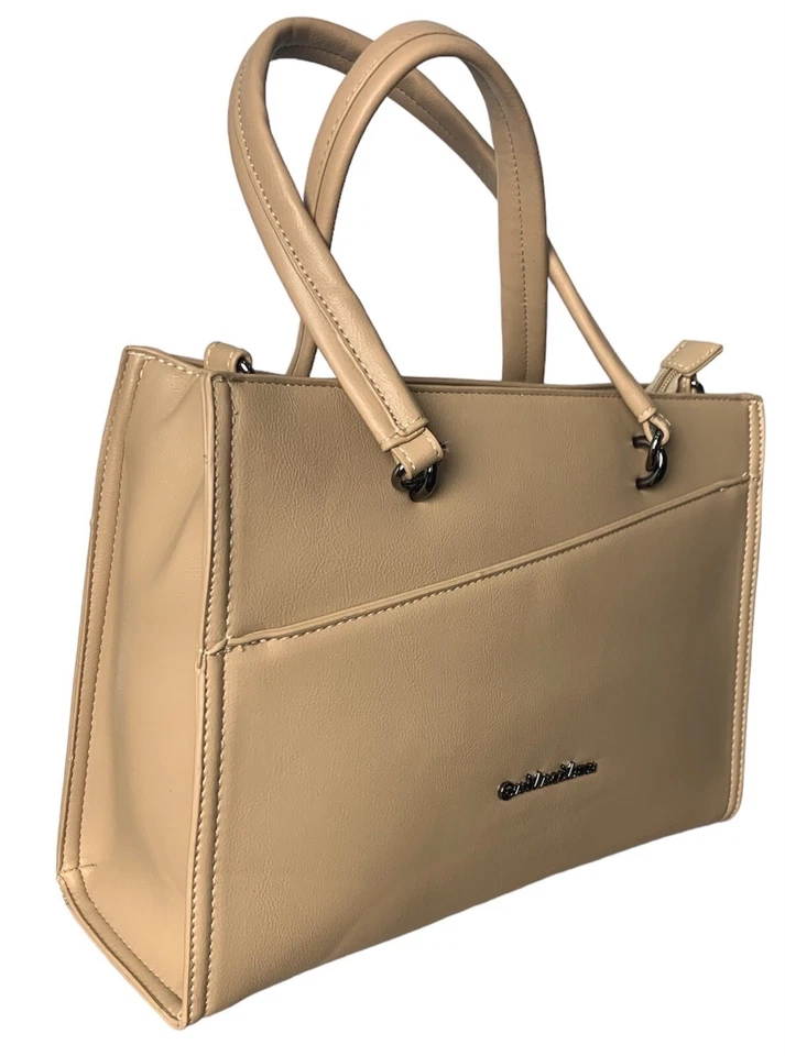 Hand-Bag GianMarcoVenturi Cammello Con Taglio Obliquo E Tracolla Foto 3 de 4