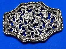 See Through Skeleton Ornate Classic Flower Swirl Belt Buckle With Rope Boarder