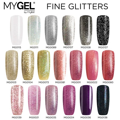 Mylee MYGEL UV LED Soak-Off Fine Glitter Gel Nail Polish Colour Manicure 10ml