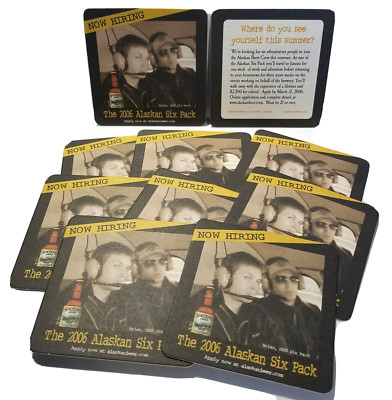 Alaskan Brewery 2006 Now Hiring Brian & Friend Lot of 10  Beer Coasters 4'' x 4''