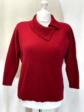 Edinburgh Woollen Mill Women's Jumper Uk 12 Red Lambswool/angora/nylon Collar