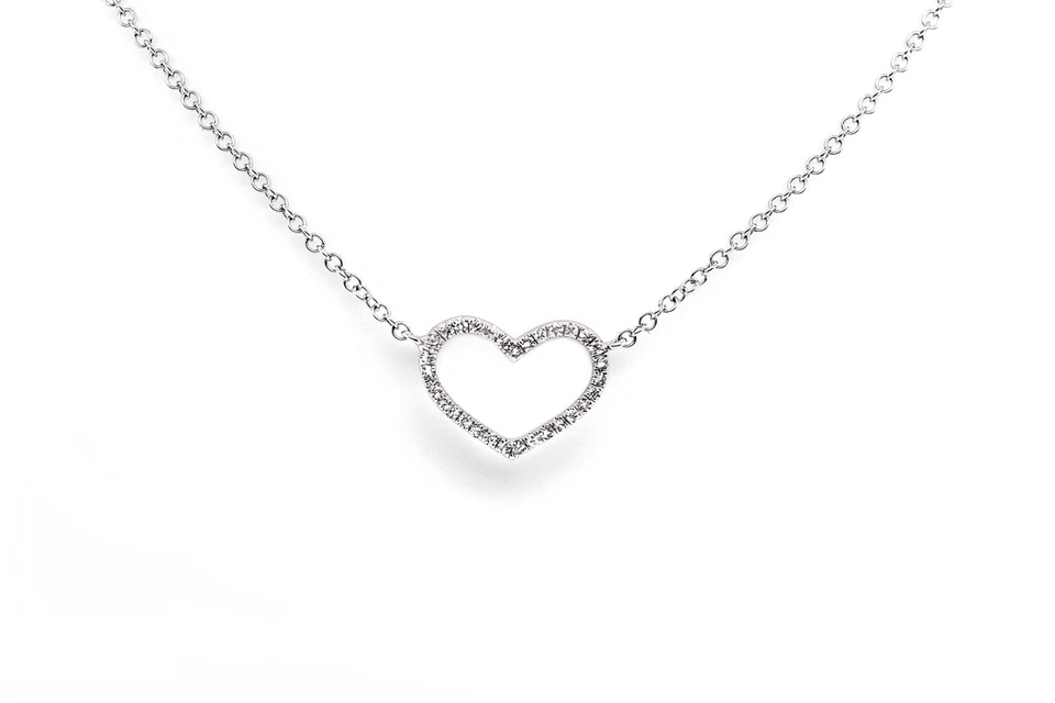14k Heart Necklace Pendant Solid Gold Ladies Heart Natural Genuine Diamond .08ct - Image 3 of 4