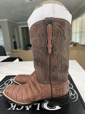 Black jack Caiman crocodile belly boots tan brown sz 9.5 D