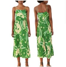 Farm Rio Dress Women Size Small Green Paisley Print Tropical Groove Midi Cutout 