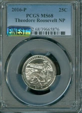 2016 P  THEODORE ROOSEVELT QUARTER PCGS MS68 PQ MAC FINEST & SPOTLESS POP-5 .